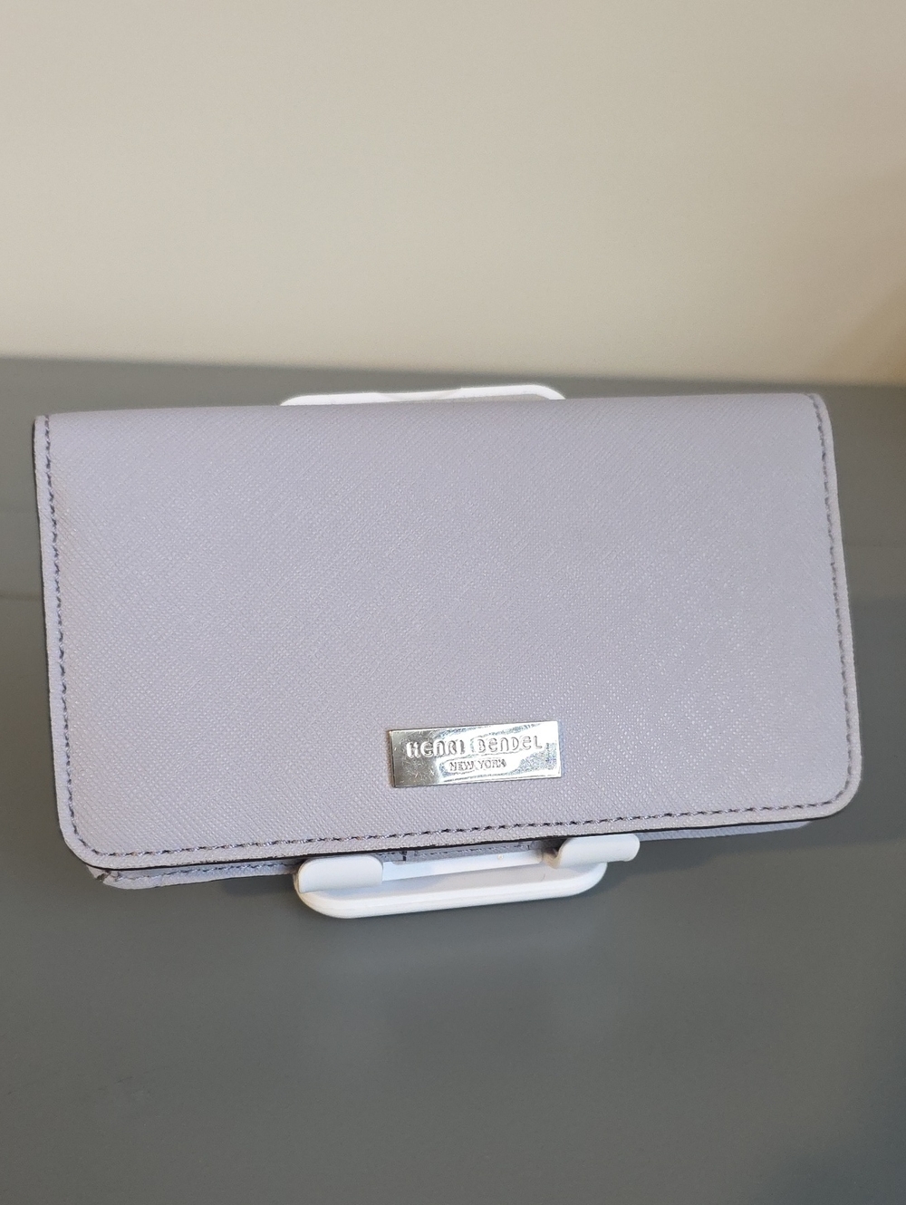 HENRI BENDEL NEW YORK Lavender Saffiano Leather Bifold Wallet